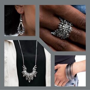 Paparazzi Silver Necklace Four Piece Set